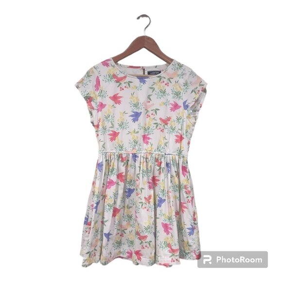 Girls Floral Bird Dress Short Sleeve Size 14/16 - Picture 1 of 3